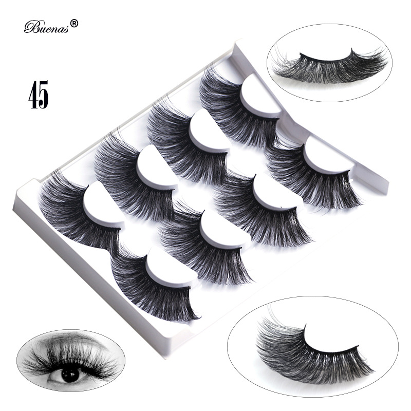 

Free Shipping 4Pairs 25mm 3D Faux Mink Hair False Eyelashes Natural/Thick Long Eye Lashes Wispy Makeup Beauty Extensio