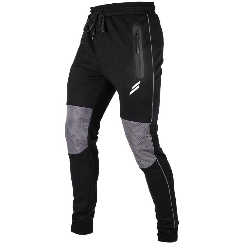 

Autumn Winter New Men's Gym Fitness Pants Muscle Protective Sports Pants Men Running Outdoor Training With Zipper Pockets, Black
