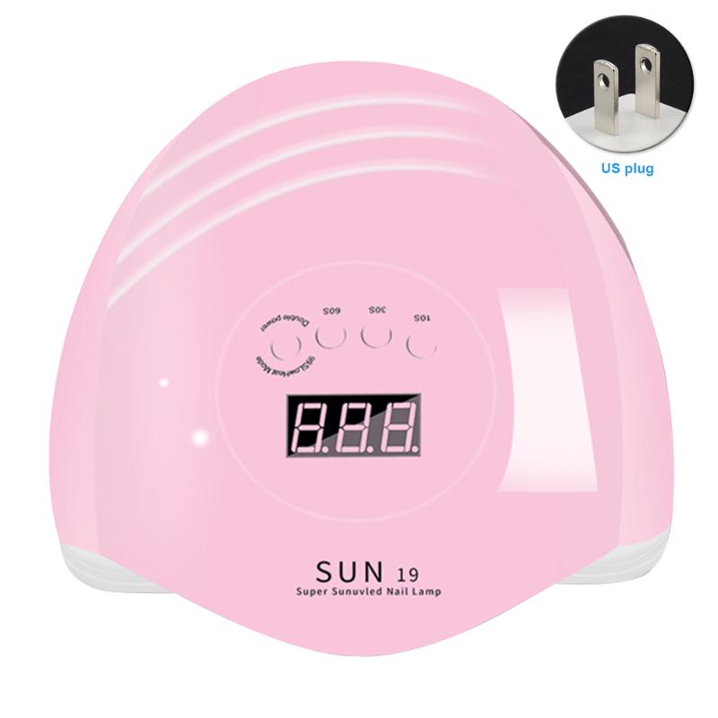 

80W Display Screen LED Lamp Polishing 4 Gears Manicure Equipment Professional UV Nail Dryer Timer Fast Curing Auto Sensor, Pink