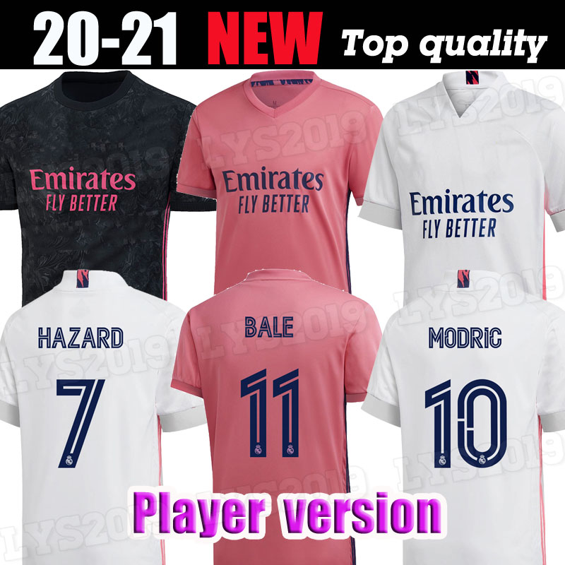 

Player version 20 21 Real Madrid Hazard soccer jersey 2020 2021 real madrid jerseys BENZEMA SERGIO RAMOS KROOS 19 20 football jerseys, Black;yellow