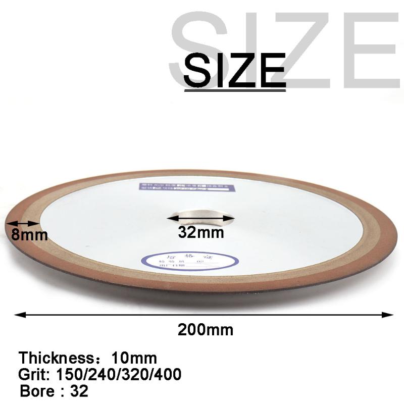 

8'' 1Pc Diamond Grinding Wheel Cutting Disc Resin Bond Power Tool For Tungsten Steel Milling Cutter Sharpener 200x32x10x8mm