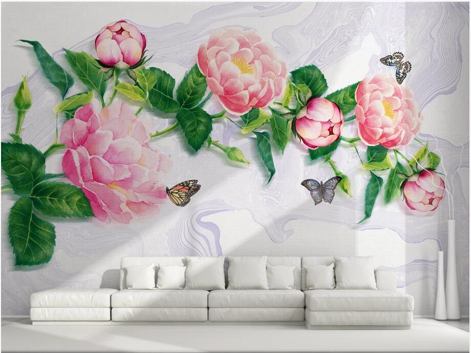 

Custom photo wallpaper mural 3d wall paper Hand painted rose 3D flower background wall paper mural sticker wallpaper on the wall nature, Non-woven wallpaper