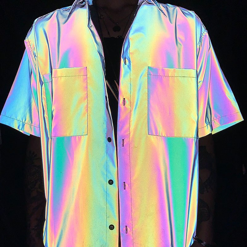 

PYJTRL Mens Harajuku AB Color Hip Hop Shirt Streetwear Summer Beach Shirt Loose Fashion Short Sleeve Tops