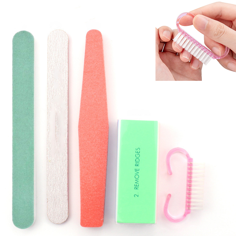 

5pcs/Set Nail Art Files Dust Brush Cleaning Buffer Sponge Block Buffing Grit Sand UV Gel Polish Acrylic Manicure Pedicure Tools