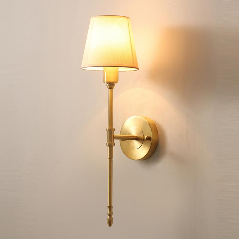 

high quality gold wall lights moder sconce AC110V 220v white lampshade bedroom lamp