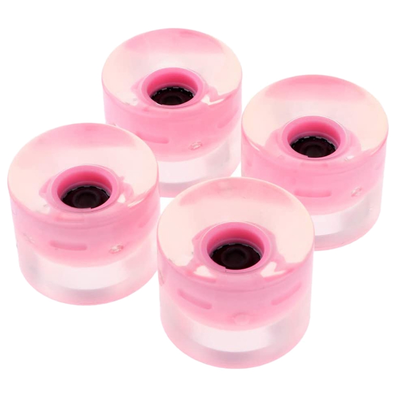 

4Pcs 60mm Light Up Flash Skateboard Longboard Wheels 78A with Bearing Core Glow Skate Board Accessories Pink