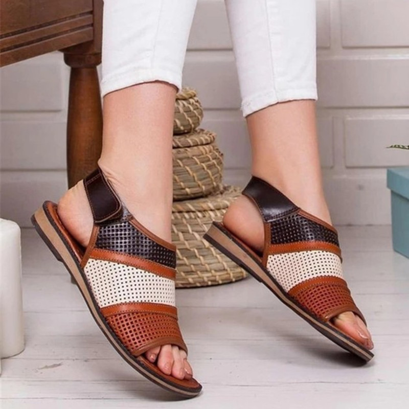 

2020 summer new fish mouth sandals women's flat bottom mesh color matching large size breathable beach shoes in stock, White