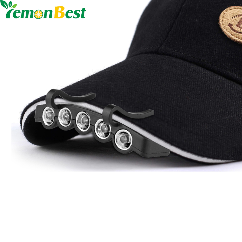 

LemonBest Clip-On 5 LED Headlamp Clip Lights Hands-free Cap Hat Headlight Flash / Steady ON