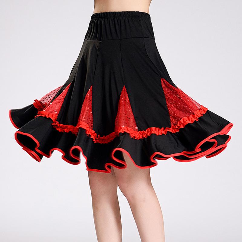 

Free Shipping Ballroom Dance Skirt Ladies Waltz Modern Skirt Tango Latin Salsa Rumba Samba Competition 3 Colors #2529, Red