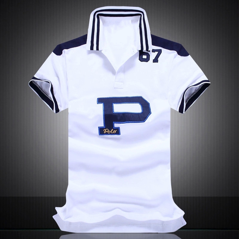

New fashion European and American polo shirt piqué cotton men' short sleeves, Blue