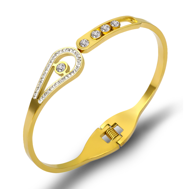 

Fashion Brand Women Bracelets & Bangles Round Stainless Steel Slideable Crystals Cuff Bracelets Luxury Famous Jewelry