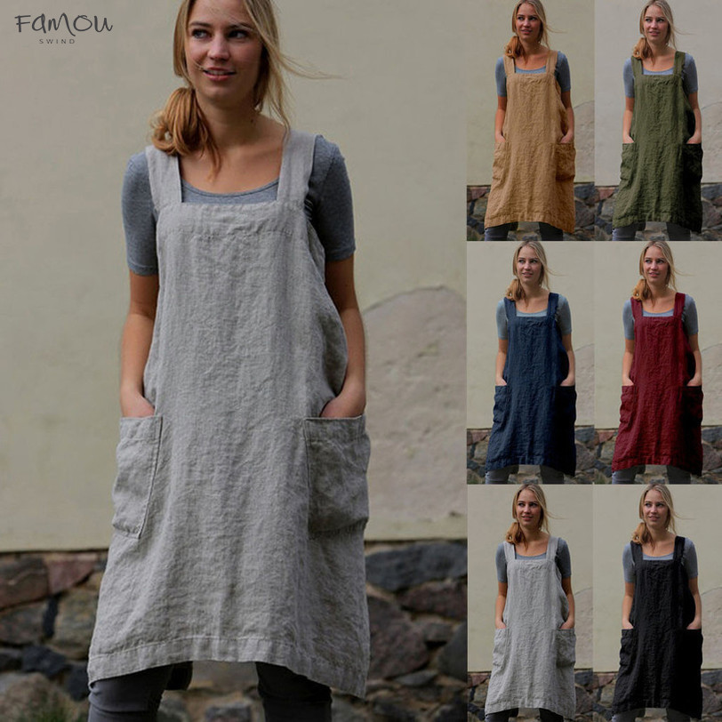 country road twill linen pinafore