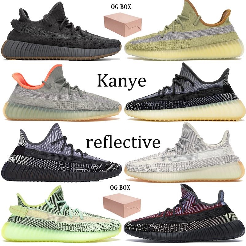 

2020 Box Kanye Running Shoes Men Reflective Trainers desert sage oreo Asriel israfil tail light marsh earth cloud, 14