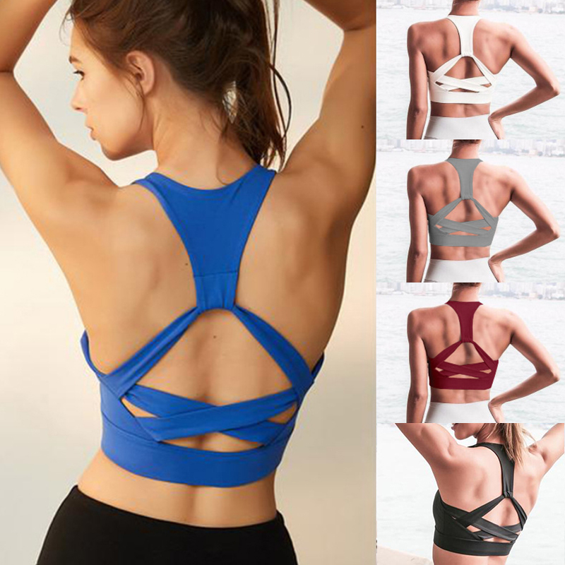 

Fitness Bras Women Lace Up Sexy Bralette Solid Backless Lingerie Brassiere Femme Gym Bralette Top For Women, Black