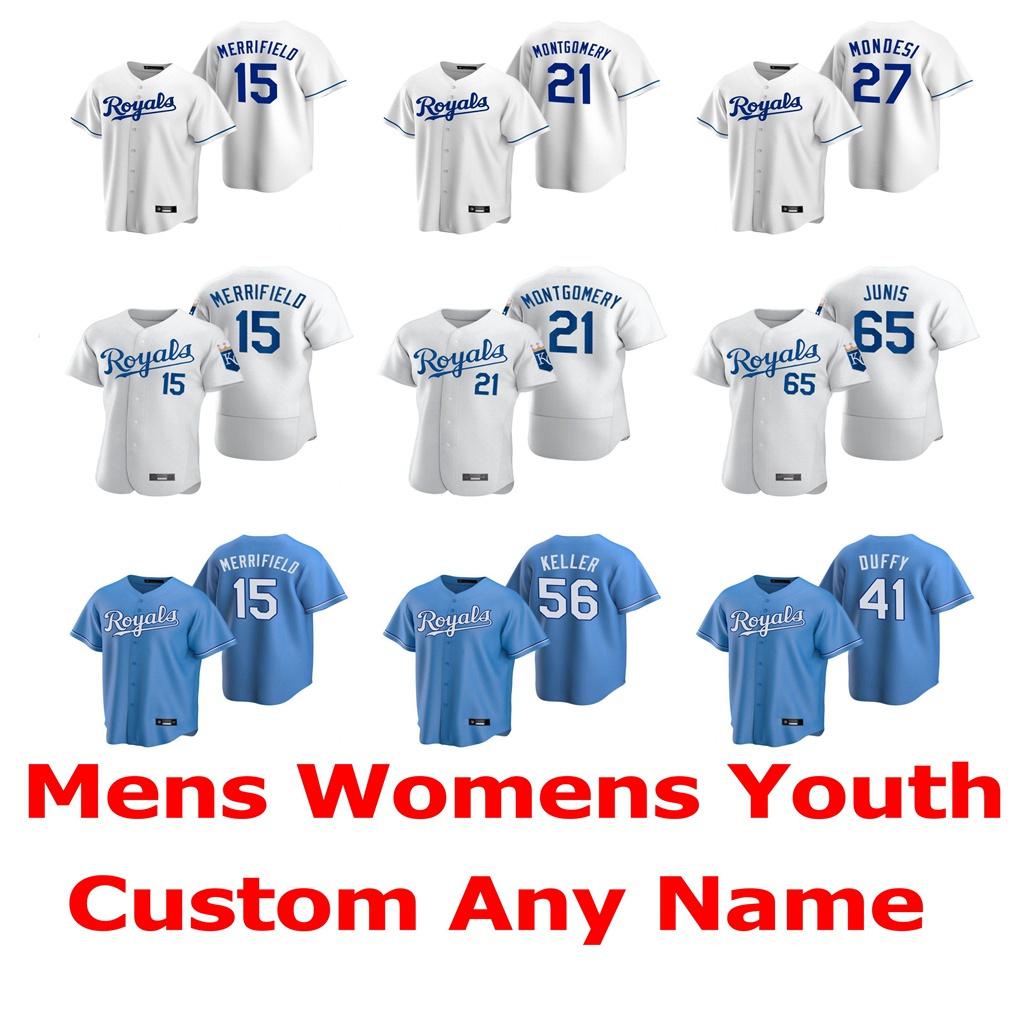 

21 Mike Montgomery Jersey Womens Jakob Junis 31 Ian Kennedy 41 Danny Duffy 35 Eric Hosmer Alcides Escobar Baseball Jerseys Custom Stitched, Blue;black