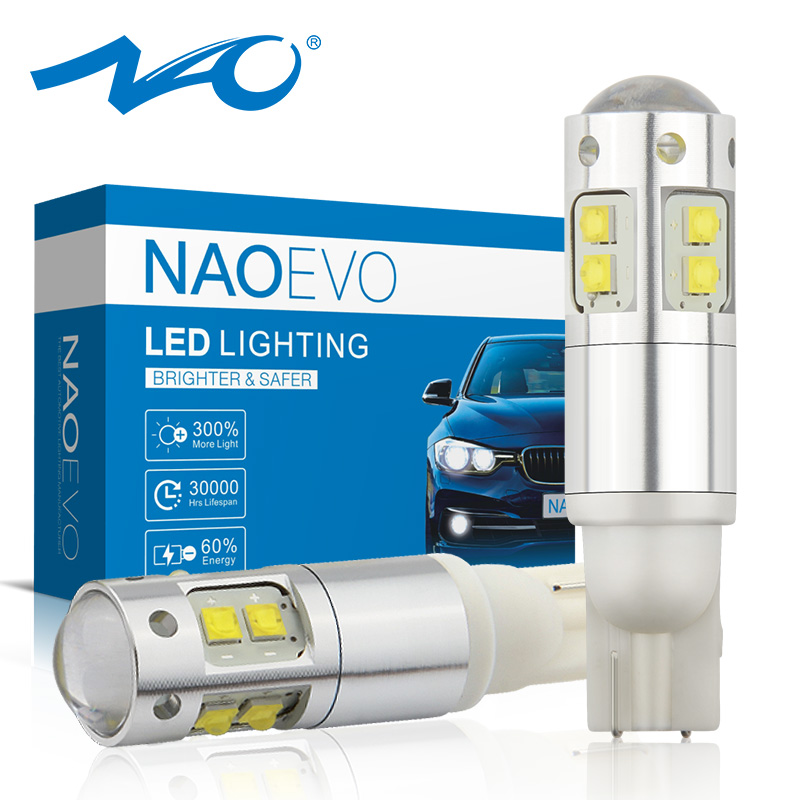 

NAO W5W LED T10 3W 12V 1000LM High Quality Car LED Lamp for 5W5 Auto Clearance Light Super Bright 6000K 194 White Amber 168 Blub, As pic