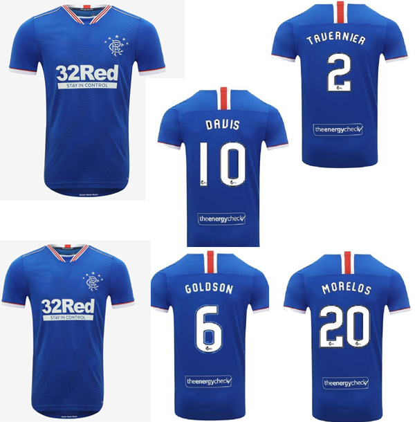 

top quality 2020 2021 Rangers FC Home Blue Guest Soccer Jerseys 20 21 Glasgow Rangers men Football Shirt Uniform, Black;yellow