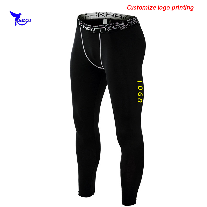 

Custom LOGO Sports Compression Pants Men Quick Dry Running Leggings Base Layer Stretch Gym Fitness Tights Sportswear Trousers, 1997 black