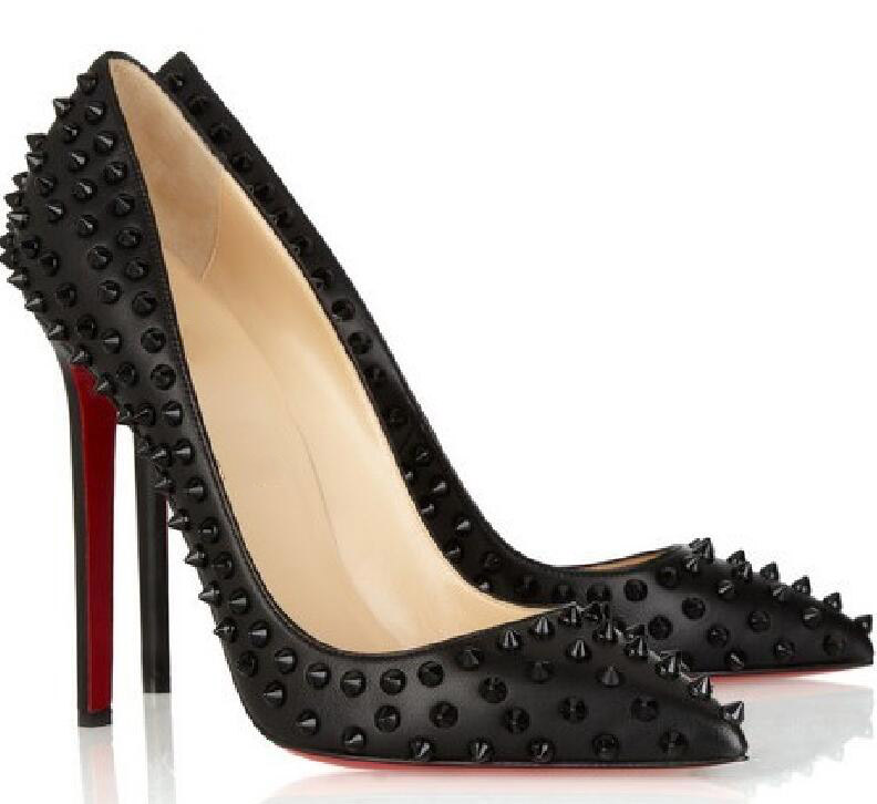 

High Heels So Kate Red with Bottoms womens Stiletto Heels 8 10 12CM Genuine Leather Point Toe Pump loafers Rubber size 35-42 withbox, Patent leather black