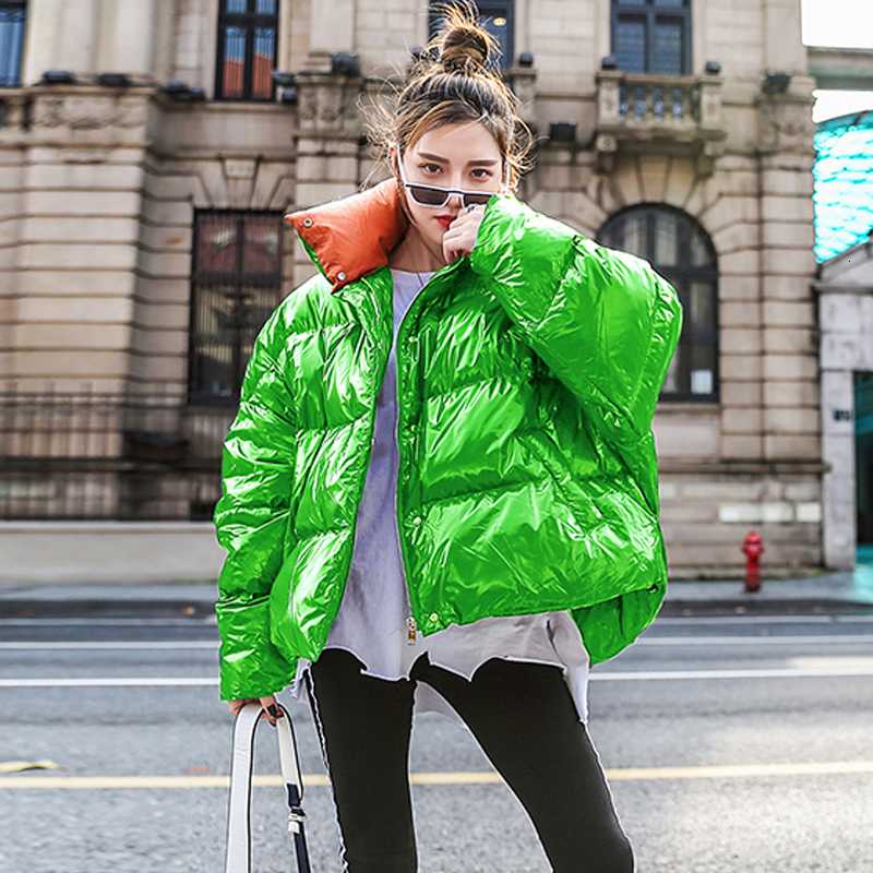 

Cotton Padded Jacket Women Winter Warm Parka Coats 2020 New Lady Short Coat Parkas Bright Face Student Overcoats 5 Colors, Green