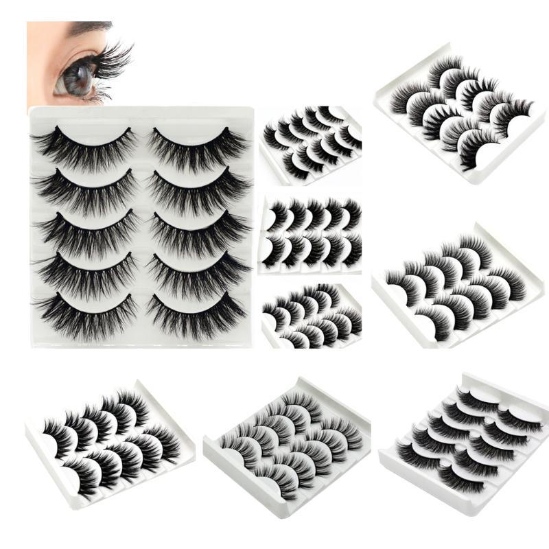 

5 Pairs 3D Faux Mink Hair False Eyelashes Natural Extension Reusable Set Long Eye Lashes Wispy Makeup Beauty Extension Tools