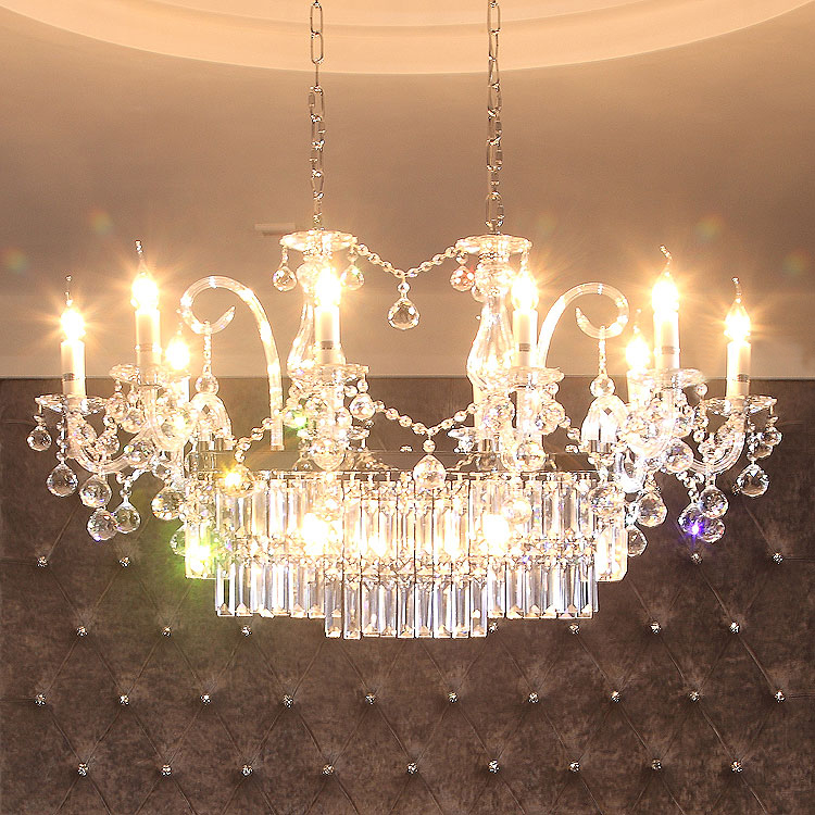 

Rectangular candle chandelier crystal chandelier living room dining room crystal lamp modern minimalist club KTV villa chandelier