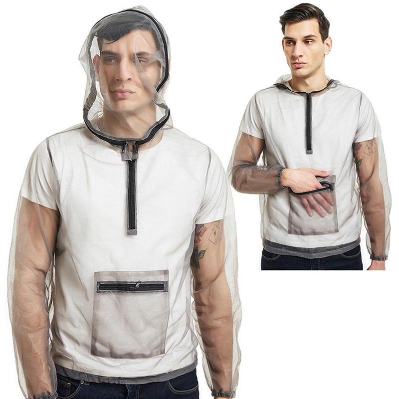 

New Anti Mosquito Clothes Bug Bee Insect Mesh Hat Head Face Protect Net Cover Outdoors Camping Hiking Fishing Shirts Caps, As pic