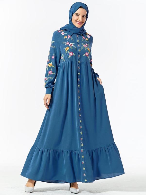 

Ramadan Turkey Muslim Abaya Women hijab Dress Moroccan Kaftan Jilbab Islamic Clothing Single-Breasted Multilayer Pleat Dresses