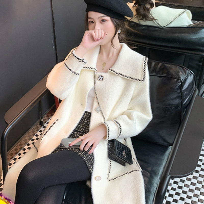 

2020 New Women Long Faux Jacket Coat Cardigan Plus Size, Beige