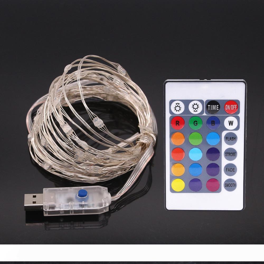 

16ft LED USB String Lights Multi Color Changing Copper Wire String Lights with Remote Control Waterproof Lights for Christmas Patio Garden