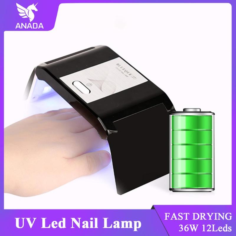 

ANADA 36W Mini UV LED Nail Lamp Nail Dryer Machine Portable USB Cable Home Use Drying Lamp For Gel Varnish, White-plug-in models