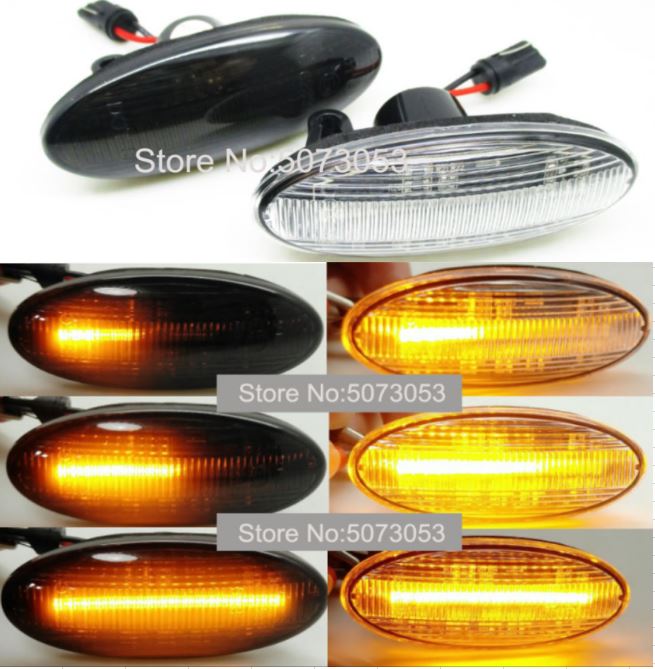 

2pcs Dynamic LED Side Marker Turn Signal Indicator Lights lamp fit For KOLEOS 2008-2011 Smart FORFOUR 2014-2020, As pic