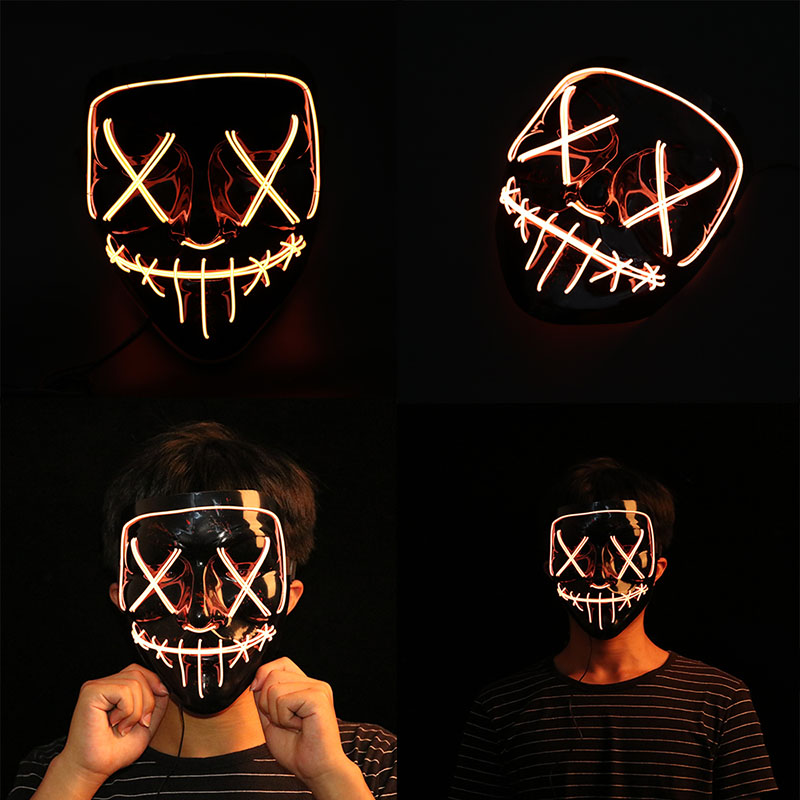 

20 styles Halloween LED Glowing Mask Party Cosplay Masks Club Lighting DJ Party Mask Bar Joker Face Guards