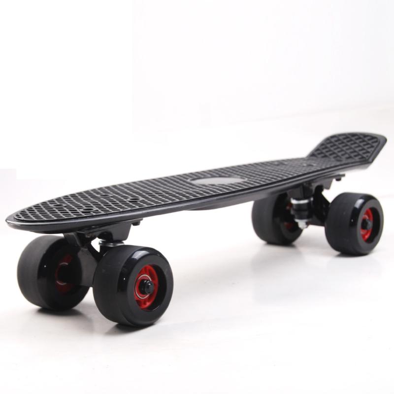 

57x15x10cm Skateboard With 4 Steel Skid-Resistant Board Adult Teenagers Girl Fashion Flat-Plate Single Rocker Skate Boards, Black