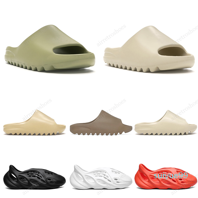 

2020 kanye west Slipper Men Women Slide Bone Earth Brown Desert Sand Slide Resin mens trainer Sandals Runner size 36-45