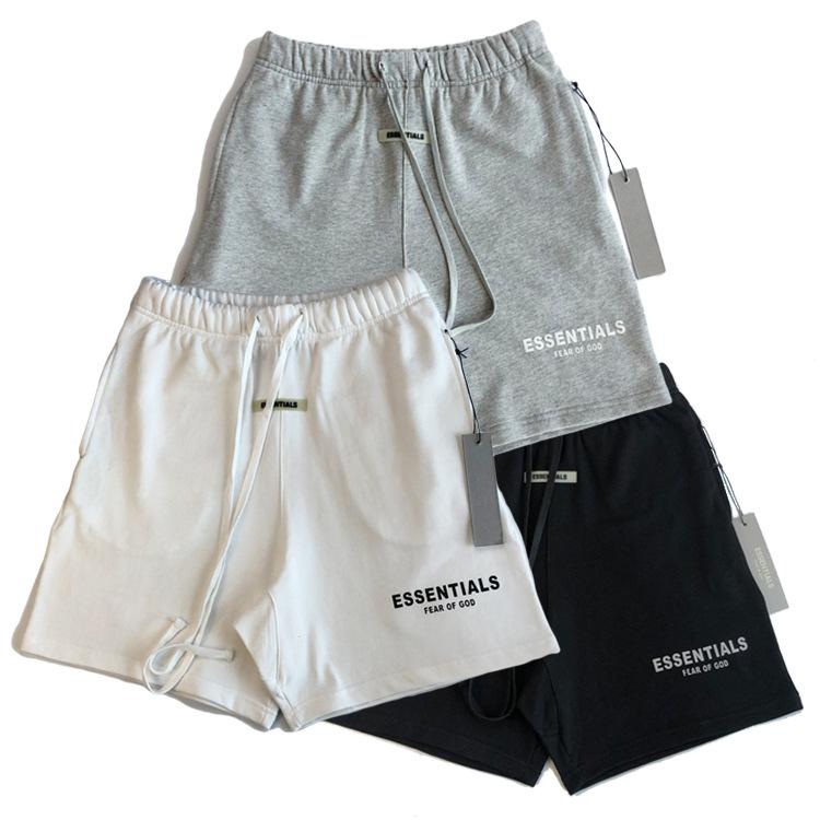 

2020ss Fear Of God Mens Short Pants Casual Essentials Letter-printed trousers with loose loops and hip-hop shorts Summer Shorts top quality, White