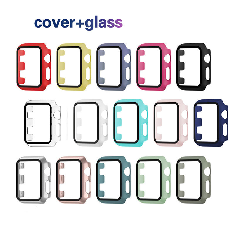 

iWatch PC Hard Case With Tempered Glass 38mm 42 mm 40mm 44mm For Apple Watch 5/4/3/2/1 Cover 360 Full Screen Protector, Remark color