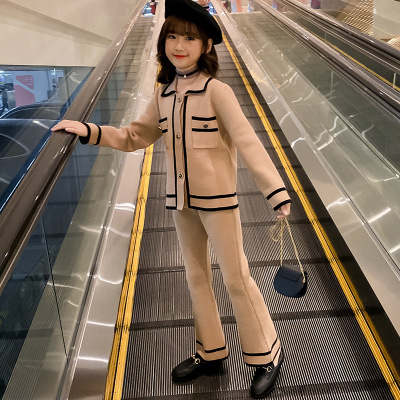 

Kids Fashion Clothing Sets Girls Casual Autumn Suits Children 2020 Long Sleeve Coats +pants Girls Solid Color Two Pieces Set 2020, Camel