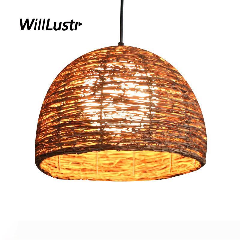 

hand knitted rattan pendant lamp japan style zen suspension light l cafe teahouse dinning room bar handmade wicker lighting