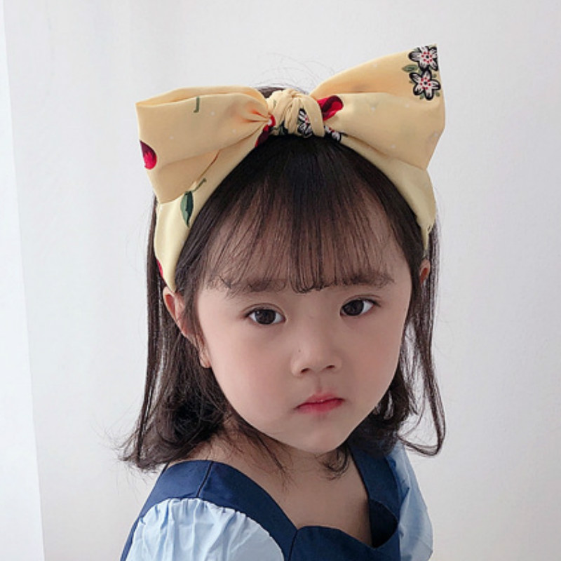 

2020 New Korea Style Girl Headbands Simple Cute Big Cherry Printing Bow Hairbands for Children Fashion Hair Accessories