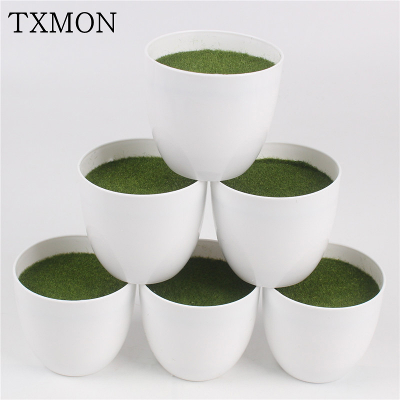 

White Round Plastic Flower Pot Plants Vase Simple Moderm Flowerpot With Foam Floral Arrangement Accessories