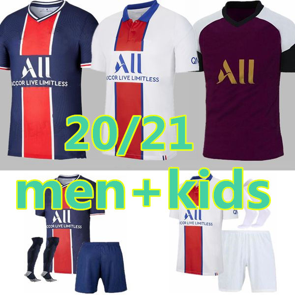 

NEW ADULT kids SOCKS 20 21 MBAPPE soccer jersey 3rd 4ht kits 2020 2021 Paris Maillot ICARDI adult boys Full set uniform football shirt, Black