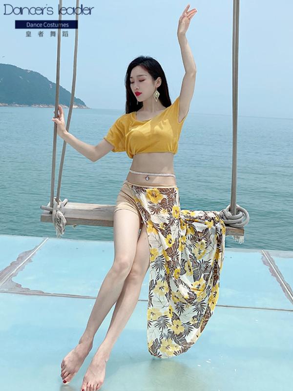 

Belly Dance Costume Summer 2020 New Top + Chiffon Printed Skirt Oriental Dance Beginners Practice Suit, Yellow