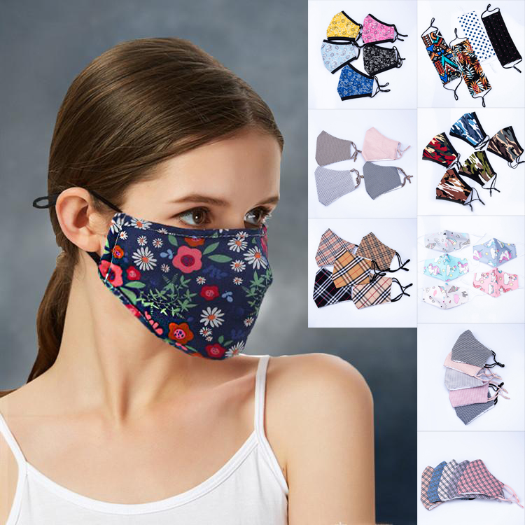 

US Stock!Floral Print Mask Breathable Foldable Mouth Masks Reusable Sunscreen Masks Face mask without filter Housekeeping Designer Mask