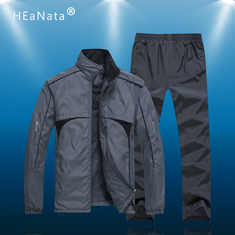 

New Men Training Sport Set Winter Thick Warm Men's Sportswear 2 Piece Sets Sports Suit Jacket+Pant Joggers Sweatsuit Male, Gh47 blue thin