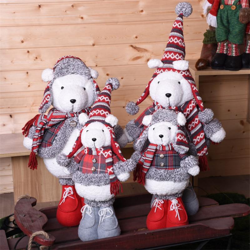 

Christmas Decorations for Home Plush Bear Doll Festival Birthday New Year Wedding Xmas Gift Standing Figures Adornos De Navidad