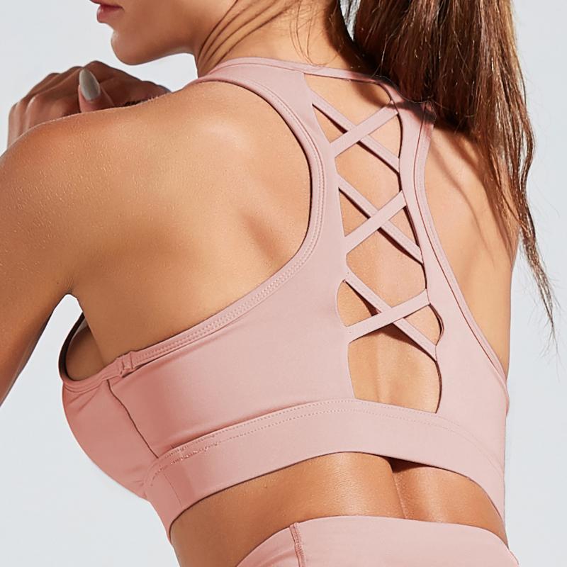 

Mindstream Shockproof Gathered Sports Bra Women's Fitness Beauty Back Yoga Bra Breathable Anti-friction Seamless Sports, Pink
