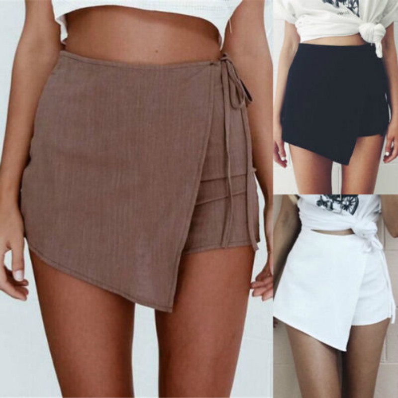 

2020 Women High Waist Shorts New Office Lady Fashion Casual Drawstring Short, Black