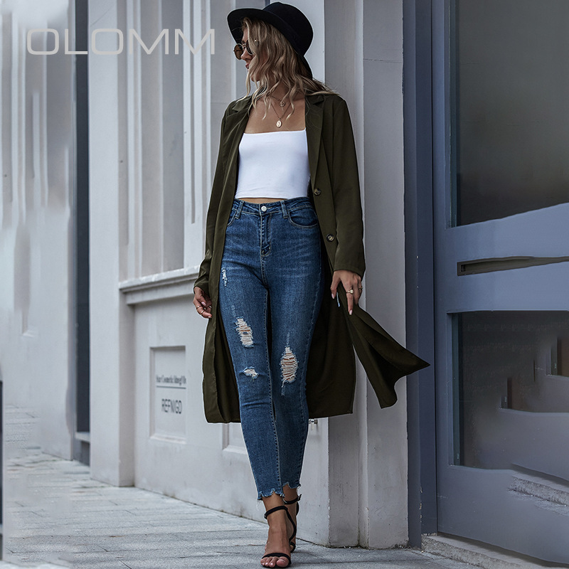 

2020 Autumn and Winter European and American New Fashion Elegant Casual Women' Shirt Cardigan Jacket Army Green Single-Breasted