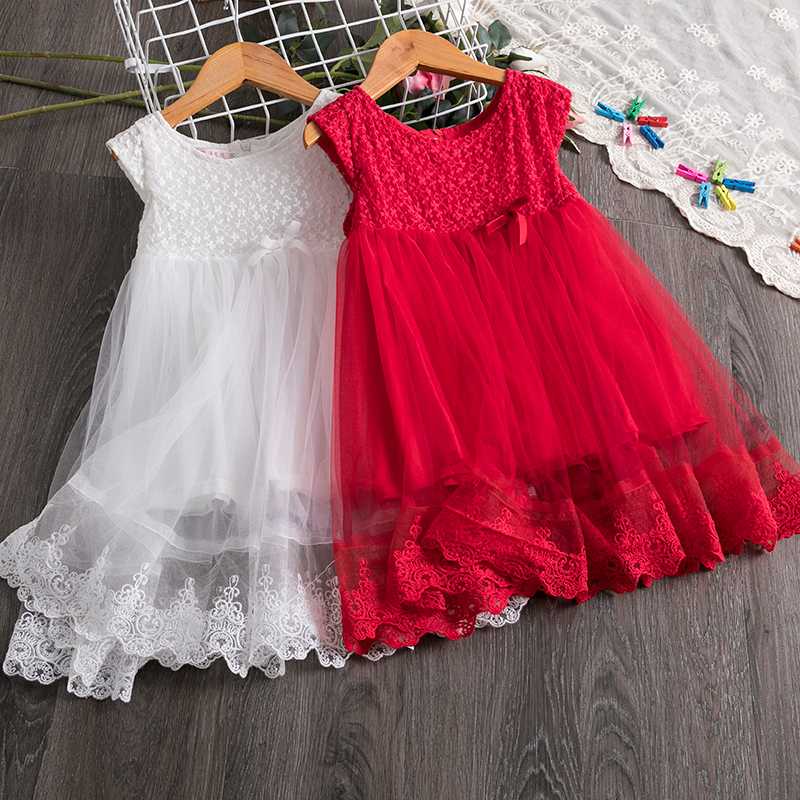 

Girls Summer Dress Lace Flower Style Kids Dresses for Girls Embroidery Floral Wedding Evening Children Clothing Princess Costume, White